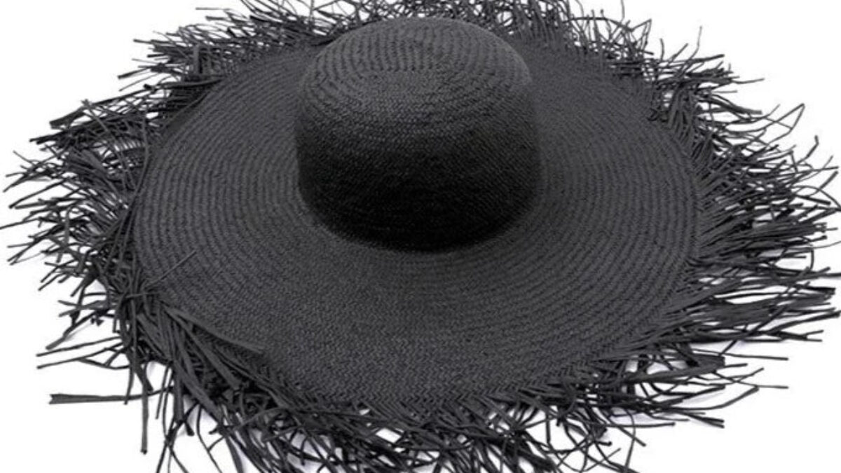 Chapeau De Soleil En Paille à Résille Noir/Beige - Taille 57 - Femme - Neuf Sans Étiquette