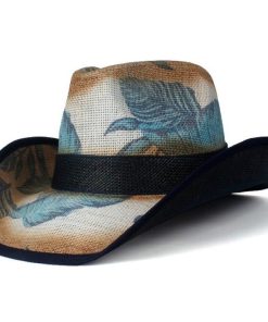 Chapeau Cowboy Paille Pour Femme - Bord Perles, Circonférence 57 Cm, Style Western Malléable