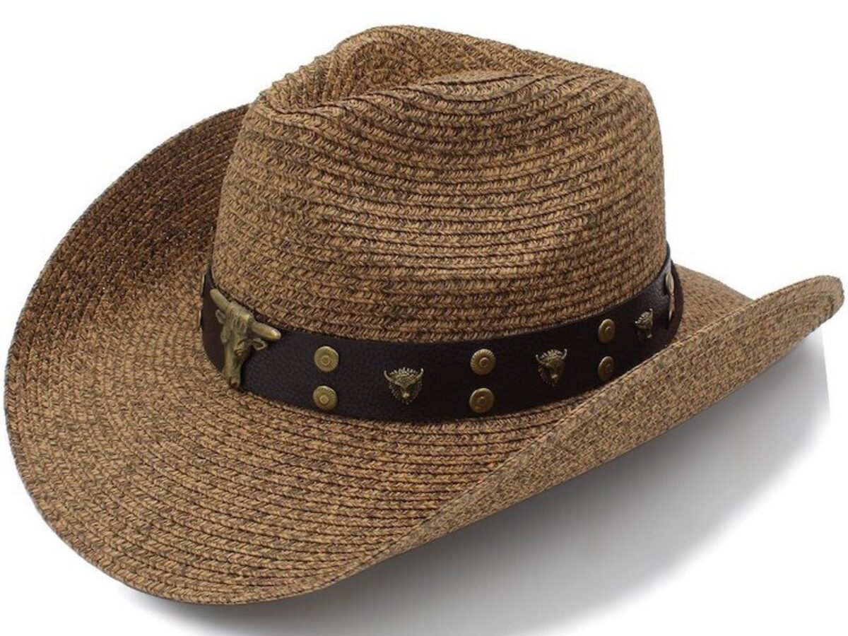 Peosaard Chapeau Cowboy Paille Homme – Chapeau Western Respirant, Sangle Menton, Style Été Plage